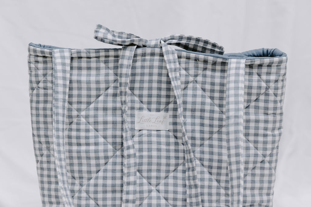 Navy Gingham Market Tote