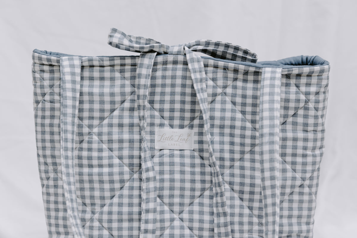 Navy Gingham Market Tote