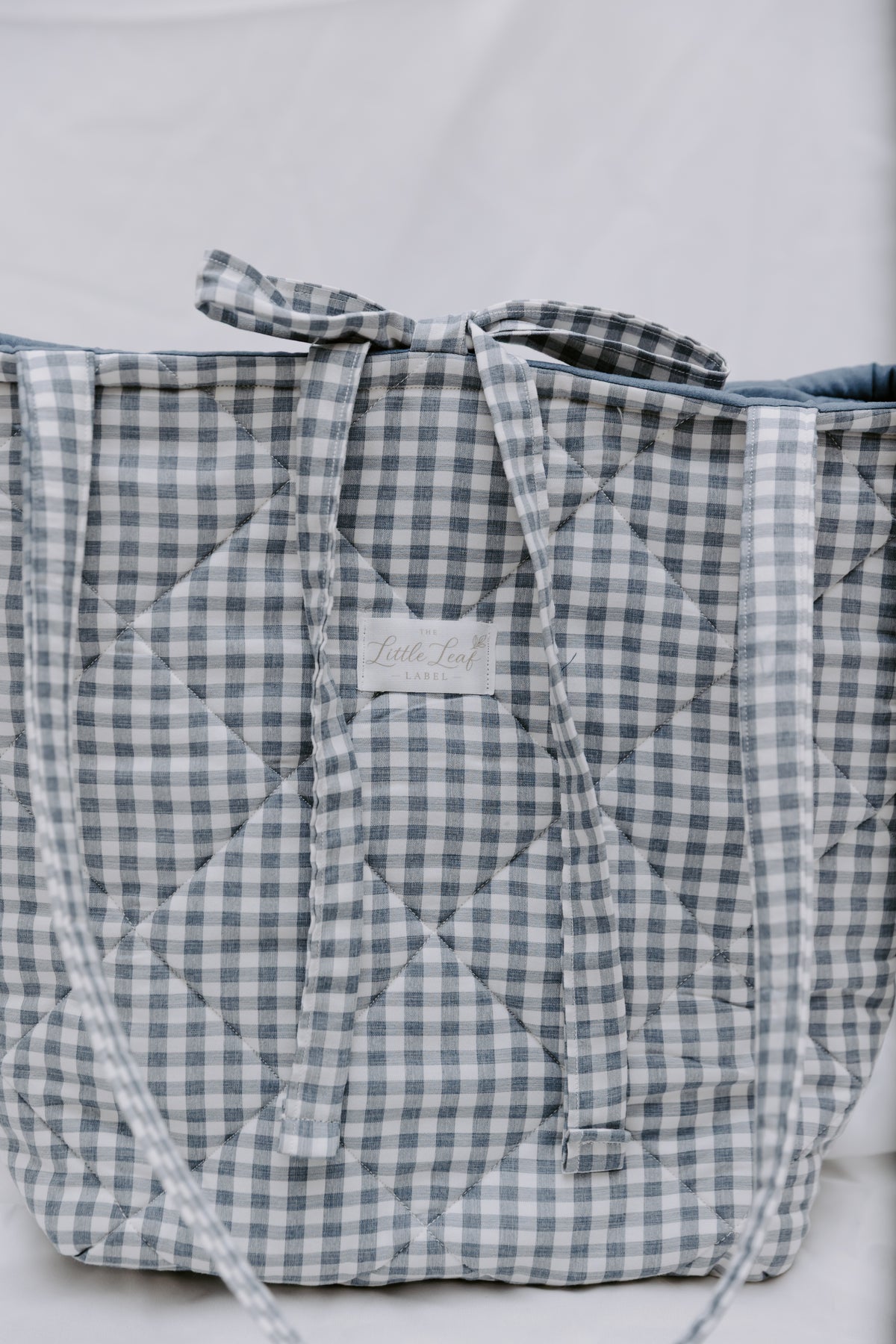 Navy Gingham Market Tote