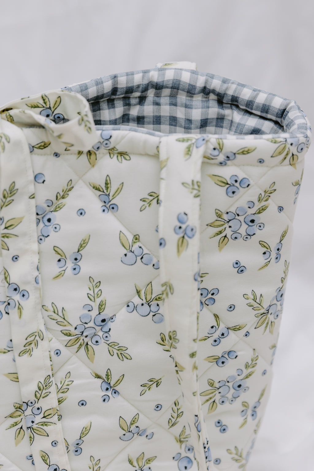 Blueberry Market Tote - Gingham Lining