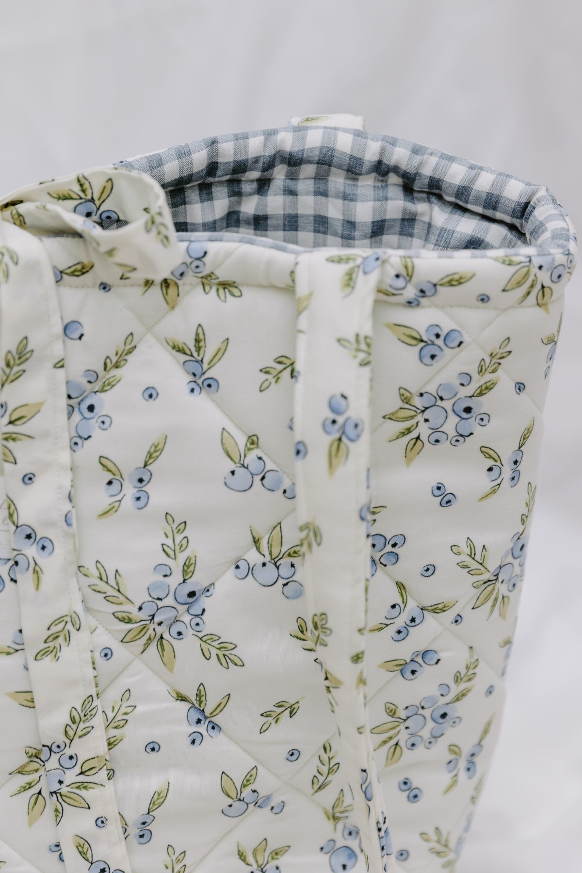 Blueberry Market Tote - Gingham Lining