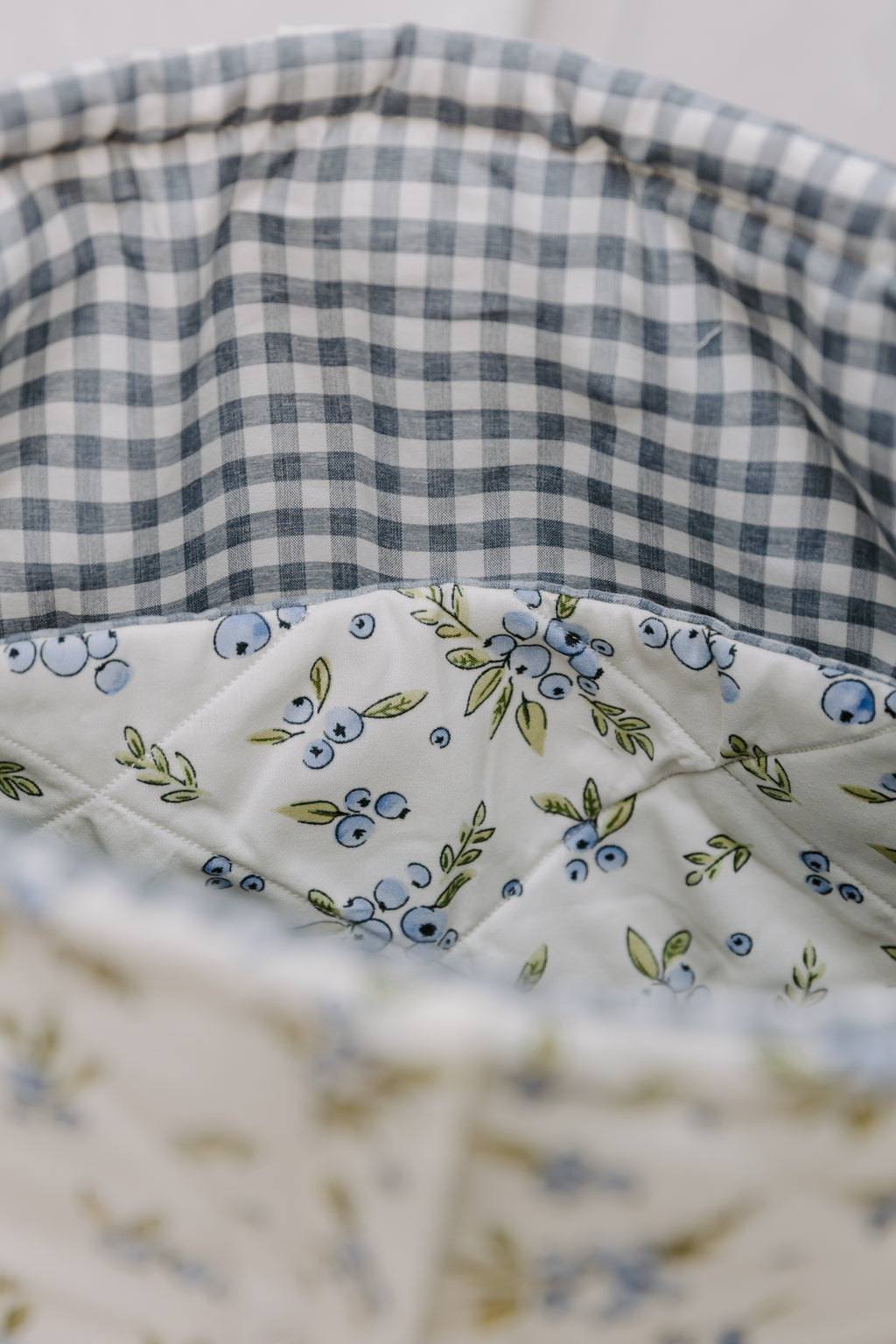 Blueberry Market Tote - Gingham Lining