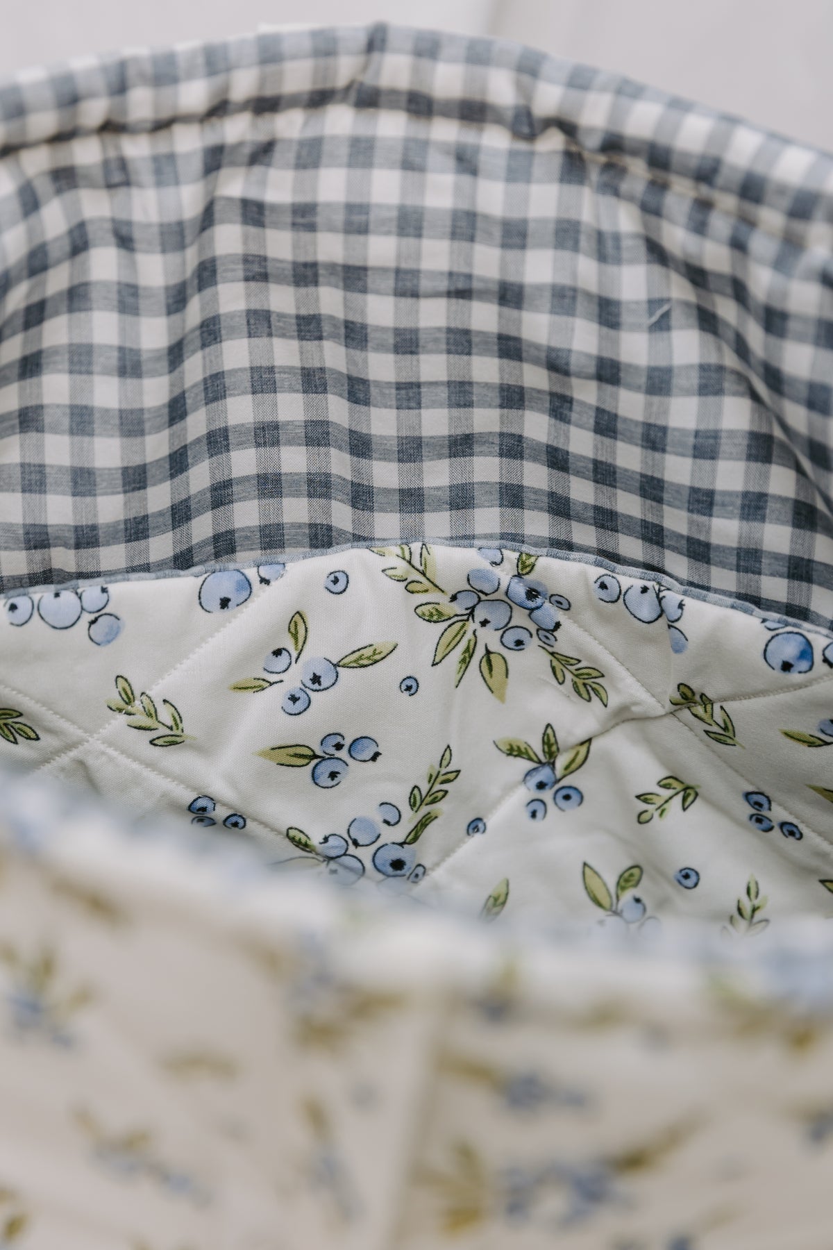 Blueberry Market Tote - Gingham Lining
