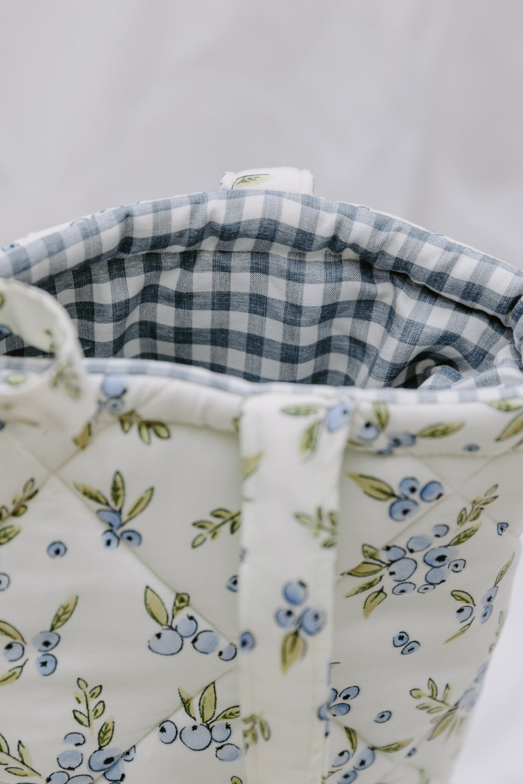 Blueberry Market Tote - Gingham Lining