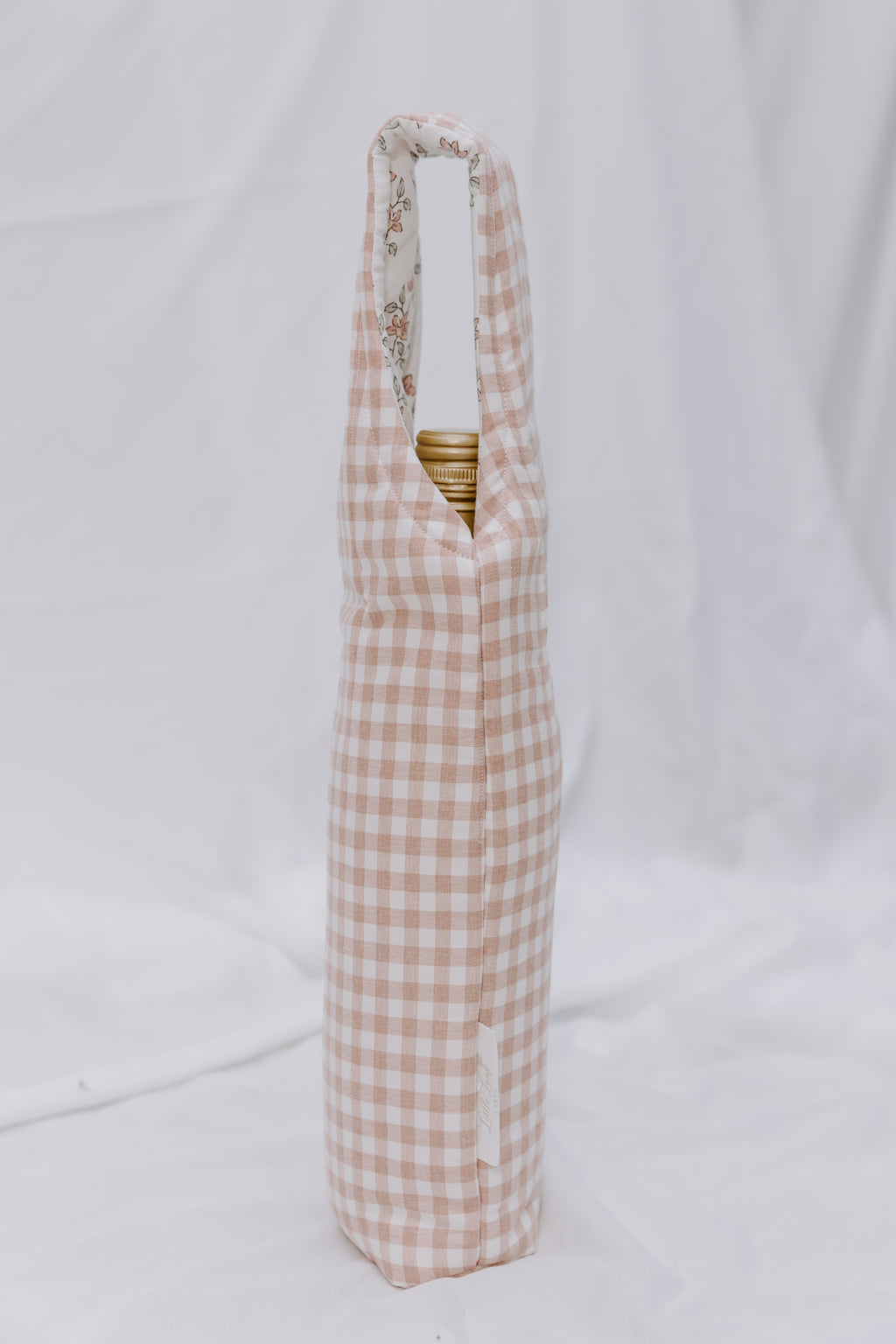 Blush Gingham Wine Tote