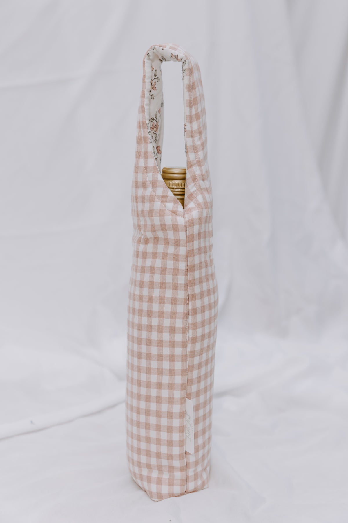 Blush Gingham Wine Tote
