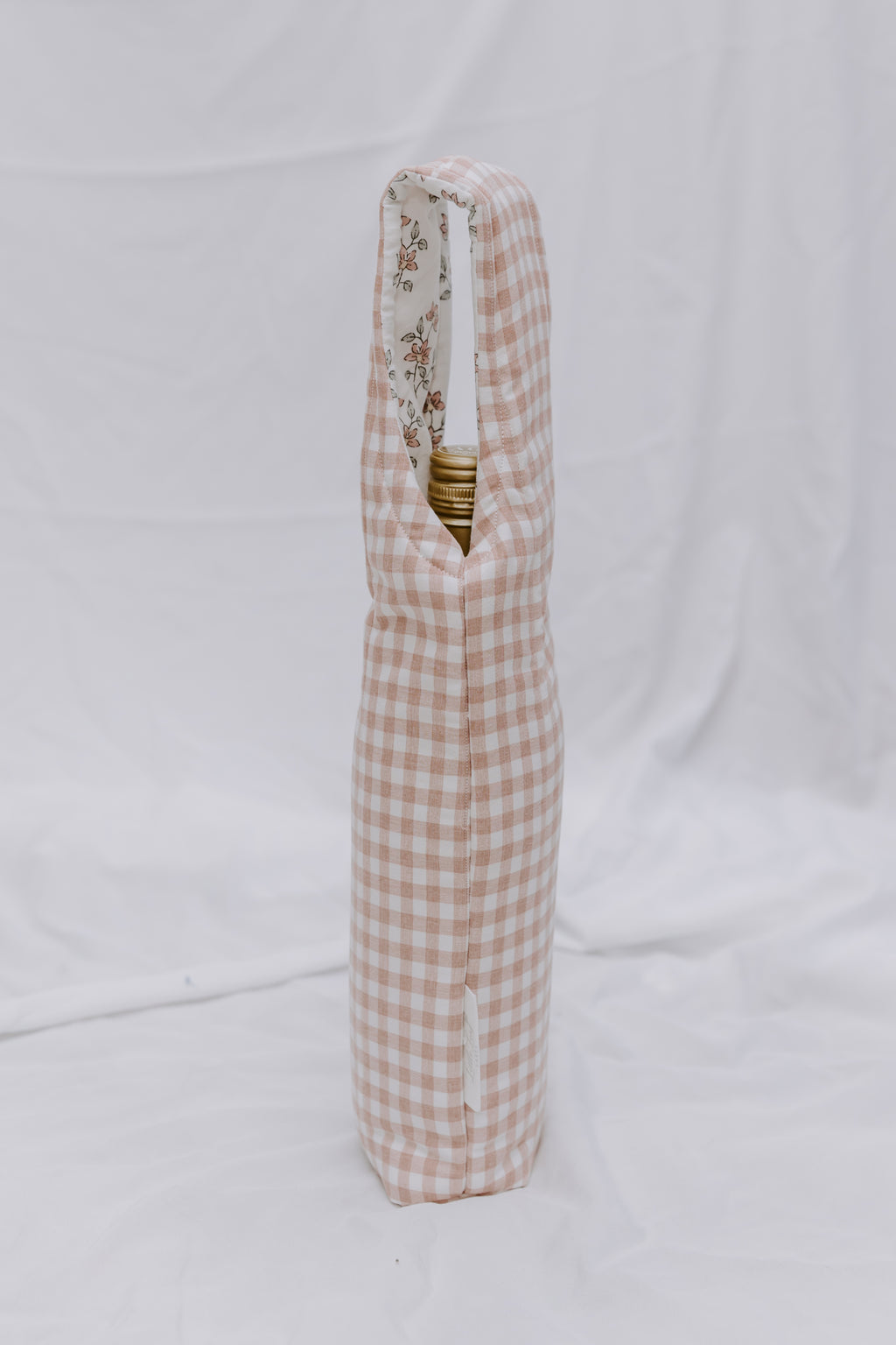 Blush Gingham Wine Tote