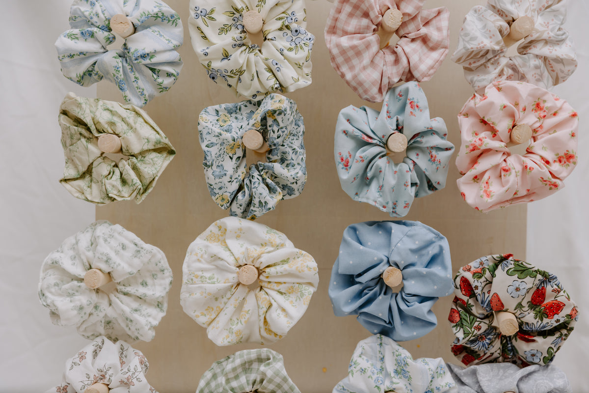 Powder Blue Polka Dot Scrunchie