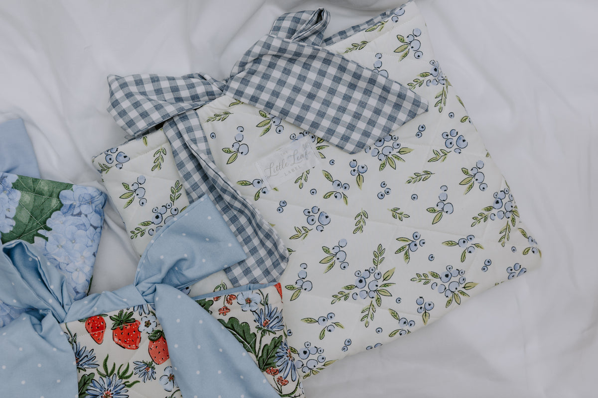 Blueberry Book Sleeve - Gingham Lining