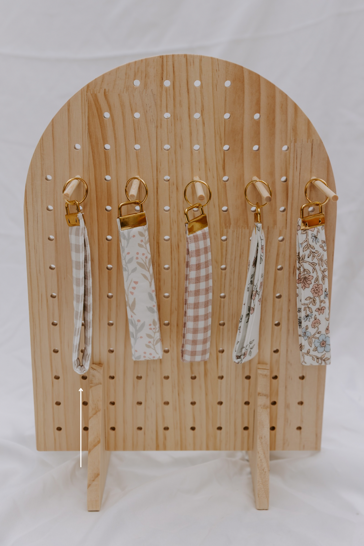 Neutral Gingham Wristlet