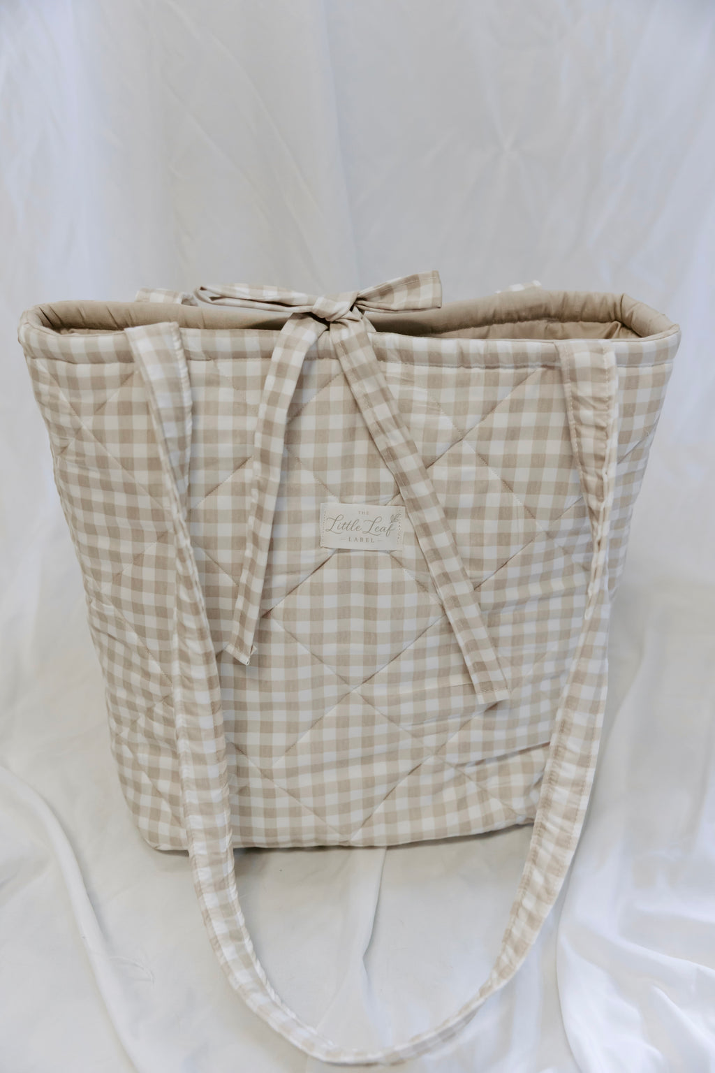 Neutral Gingham Market Tote
