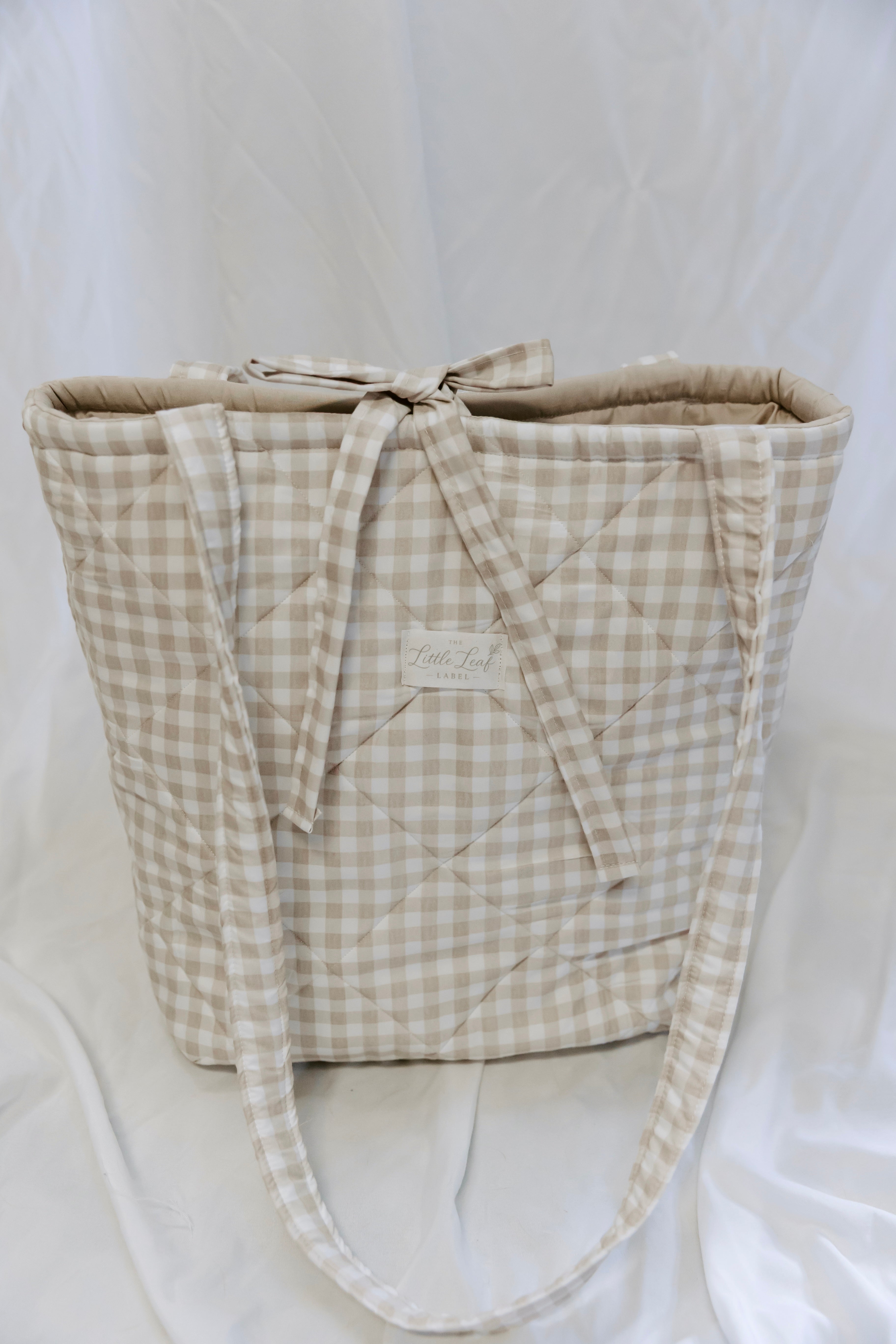 Neutral Gingham Market Tote