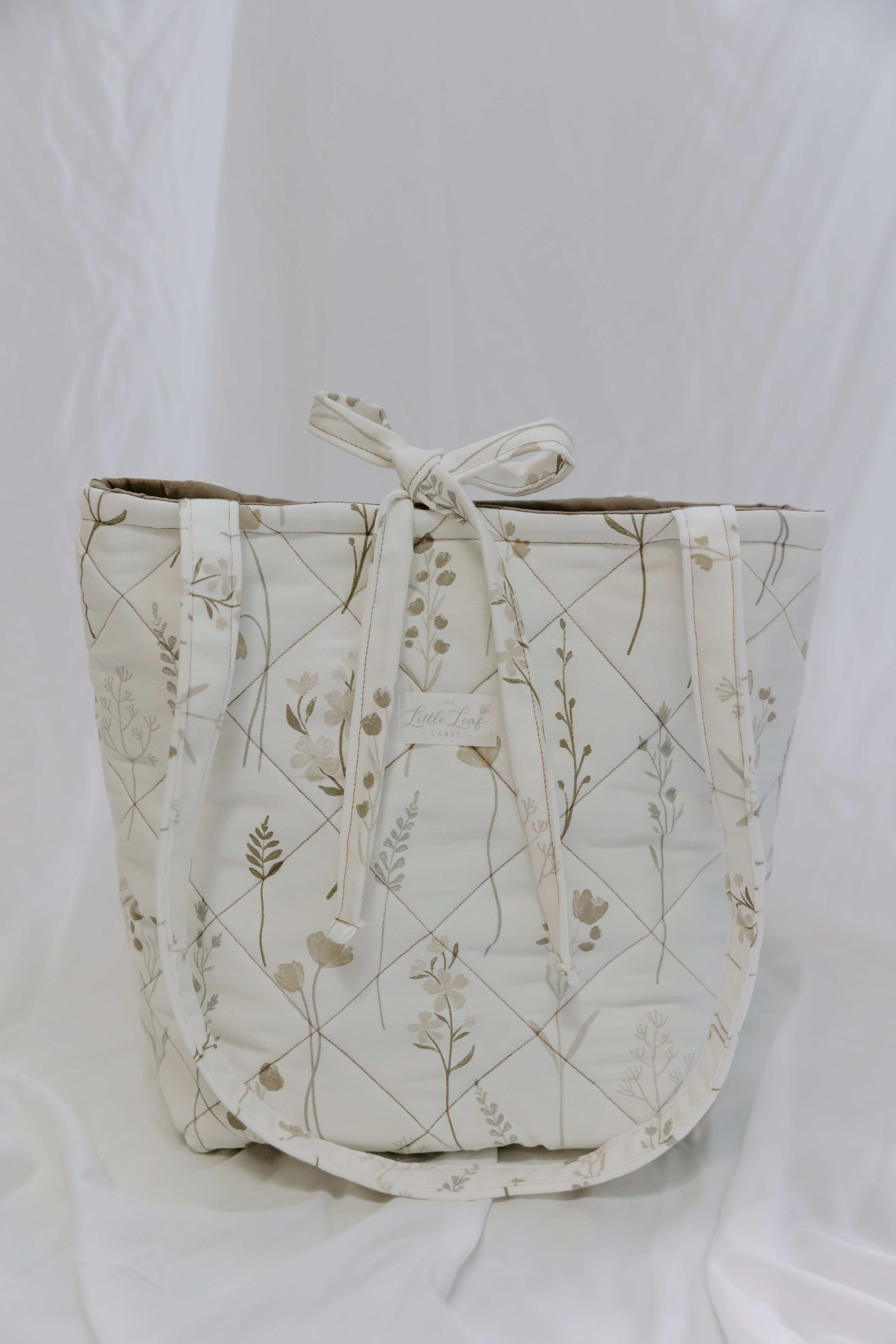 Whimsy Neutral Floral Market Tote