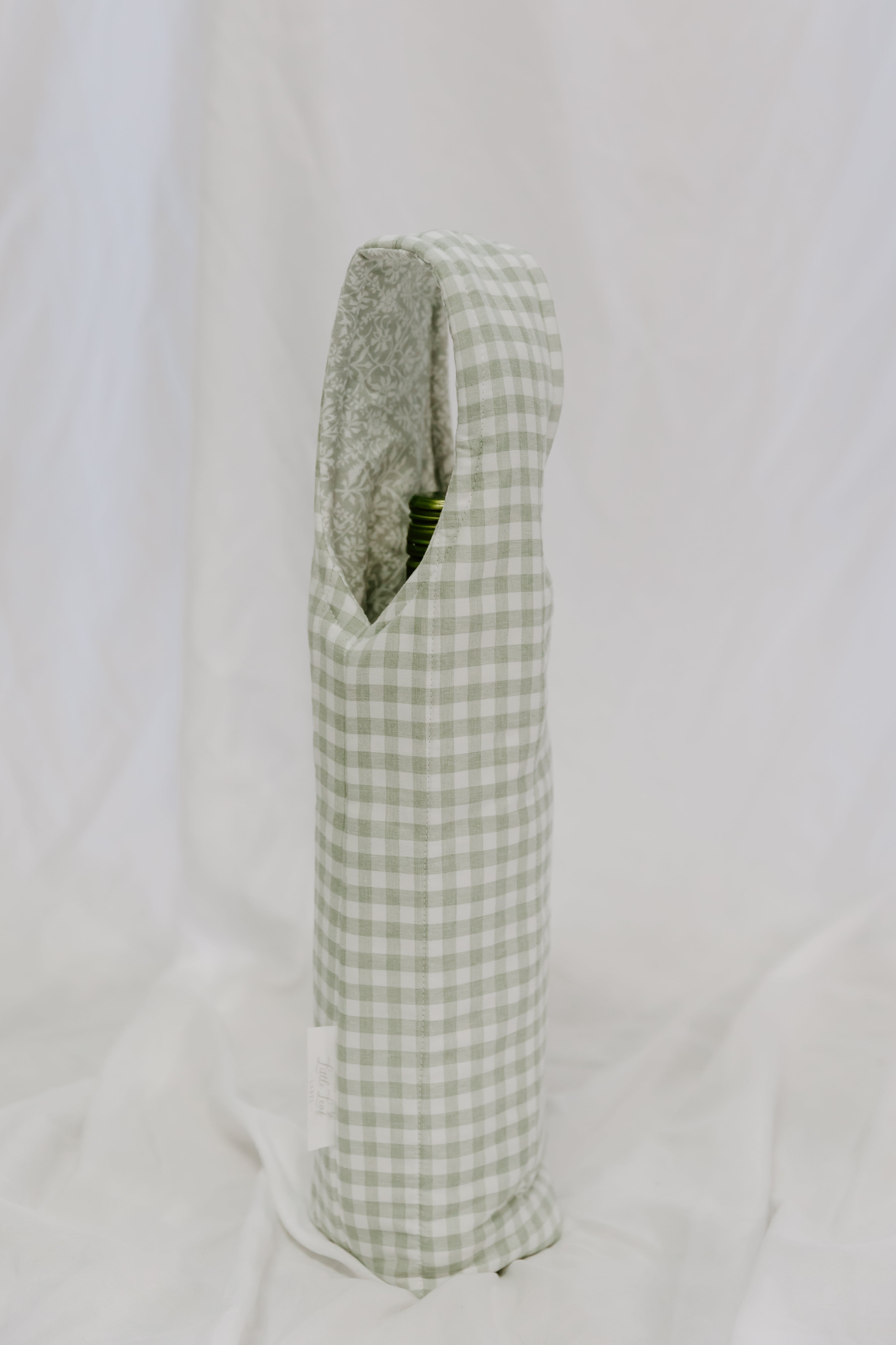 Sage Gingham Wine Tote