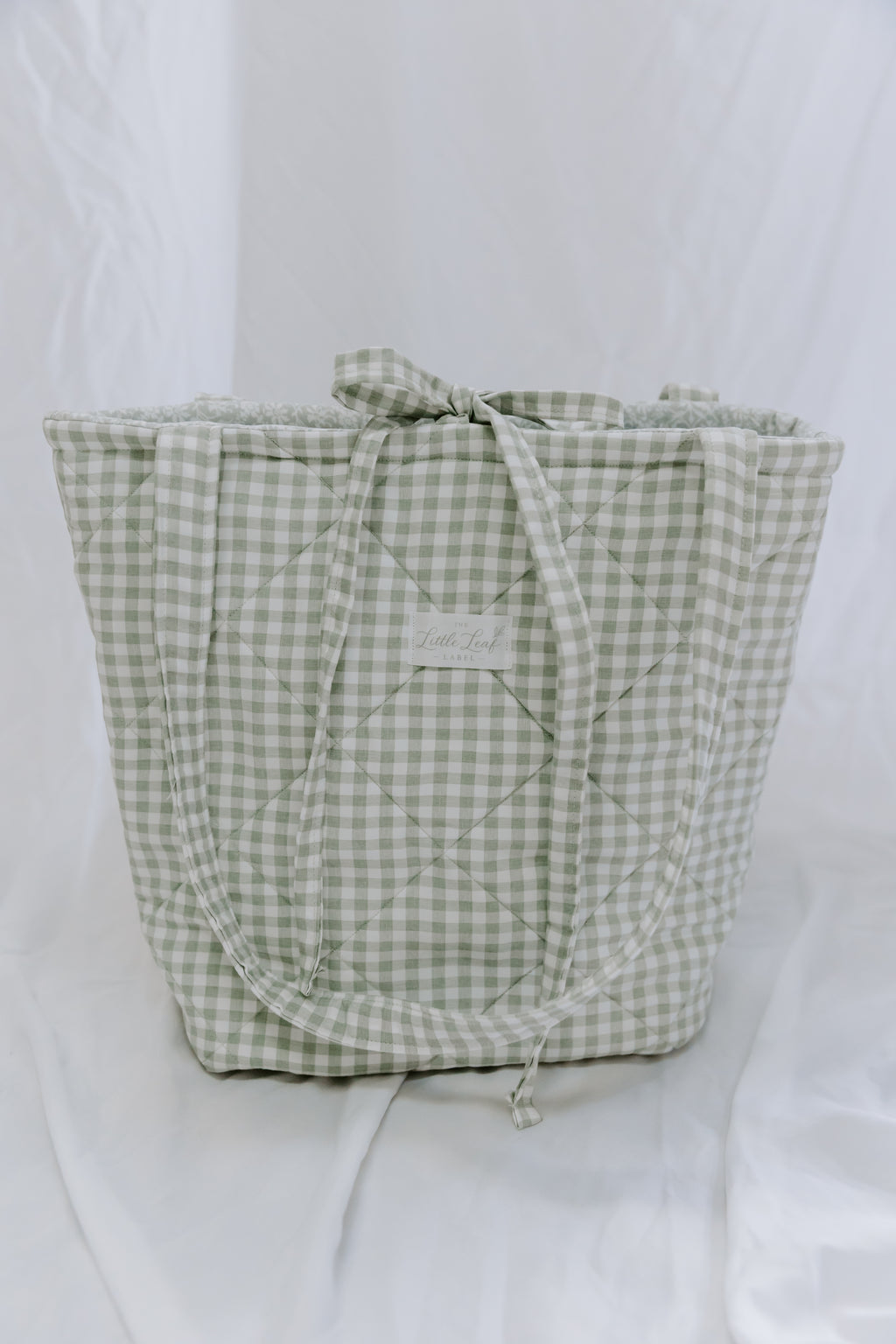 Sage Gingham Market Tote