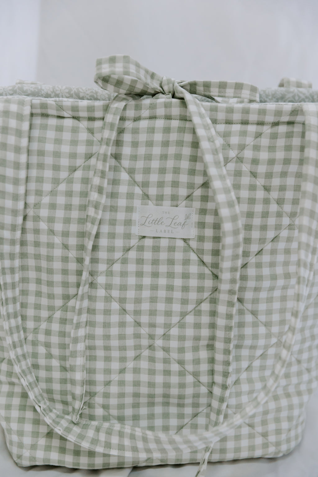 Sage Gingham Market Tote