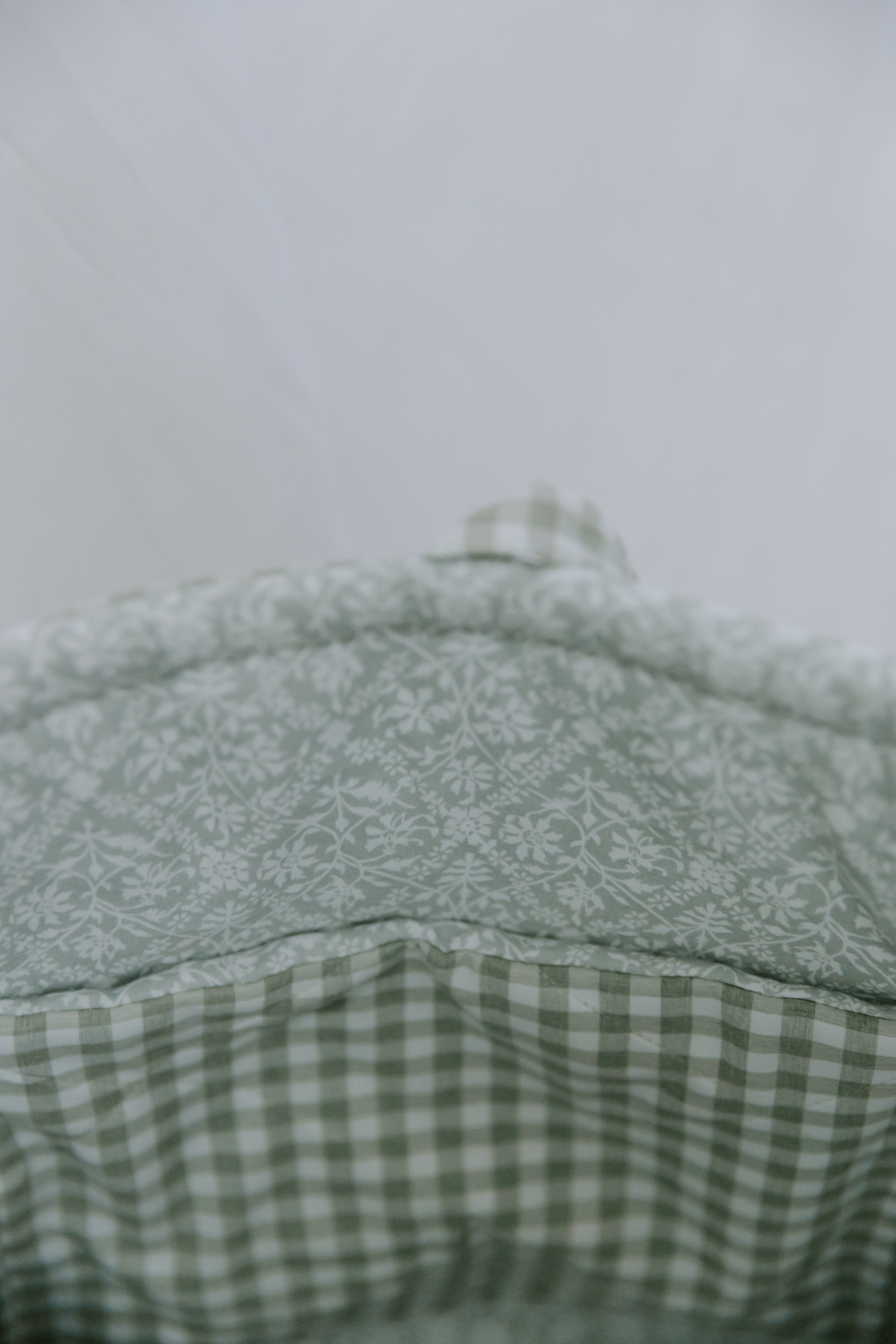 Sage Gingham Market Tote