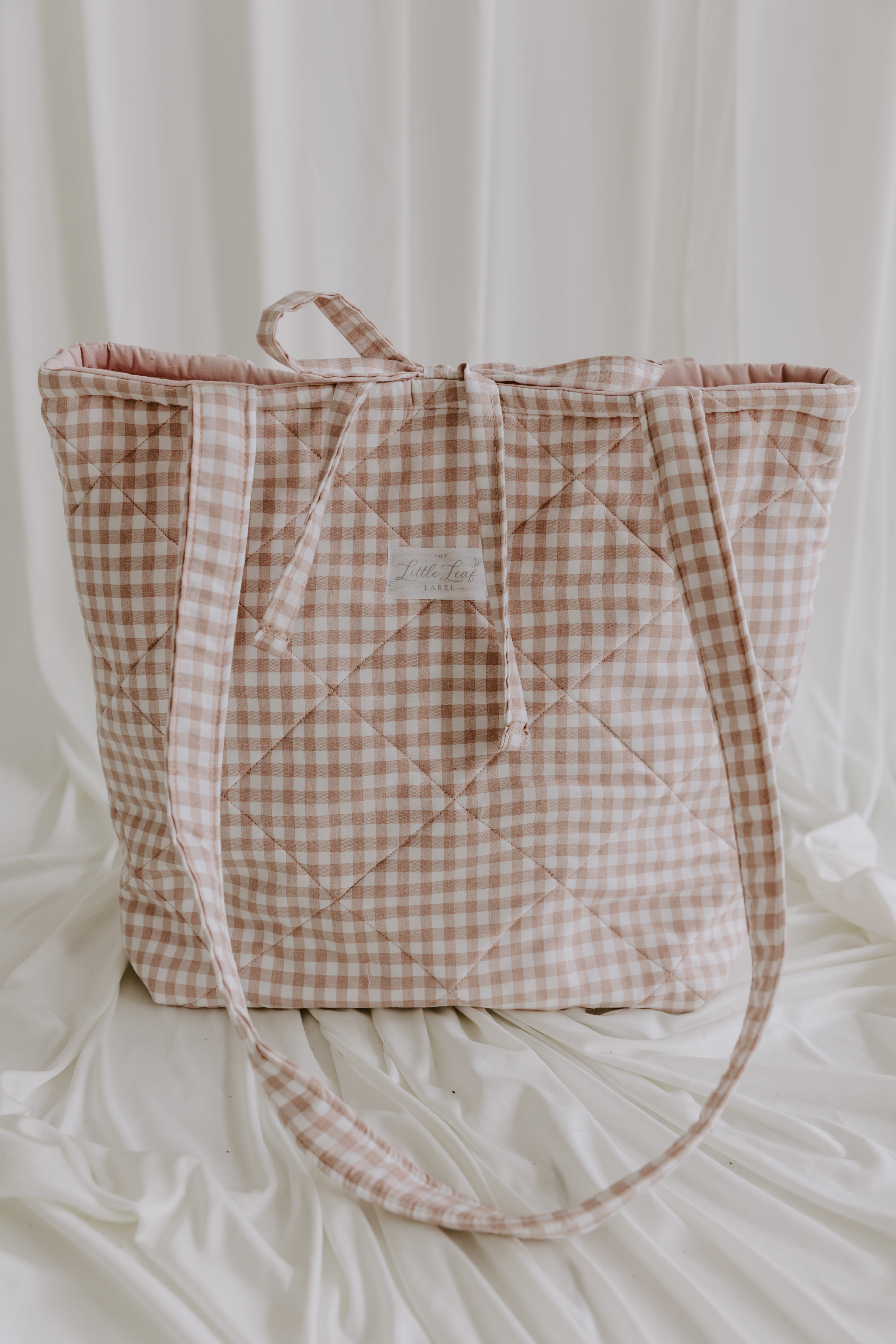 Blush Gingham Market Tote